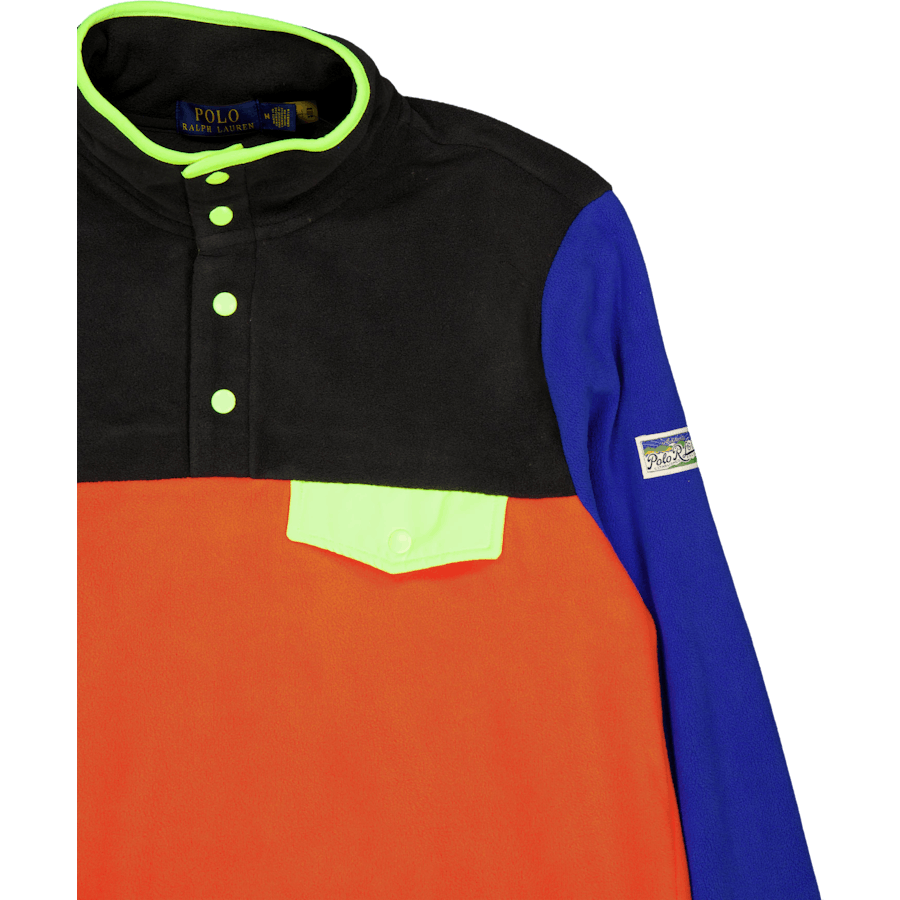 Color-Blocked Pullover i børstet fleece Elite Orange Multi