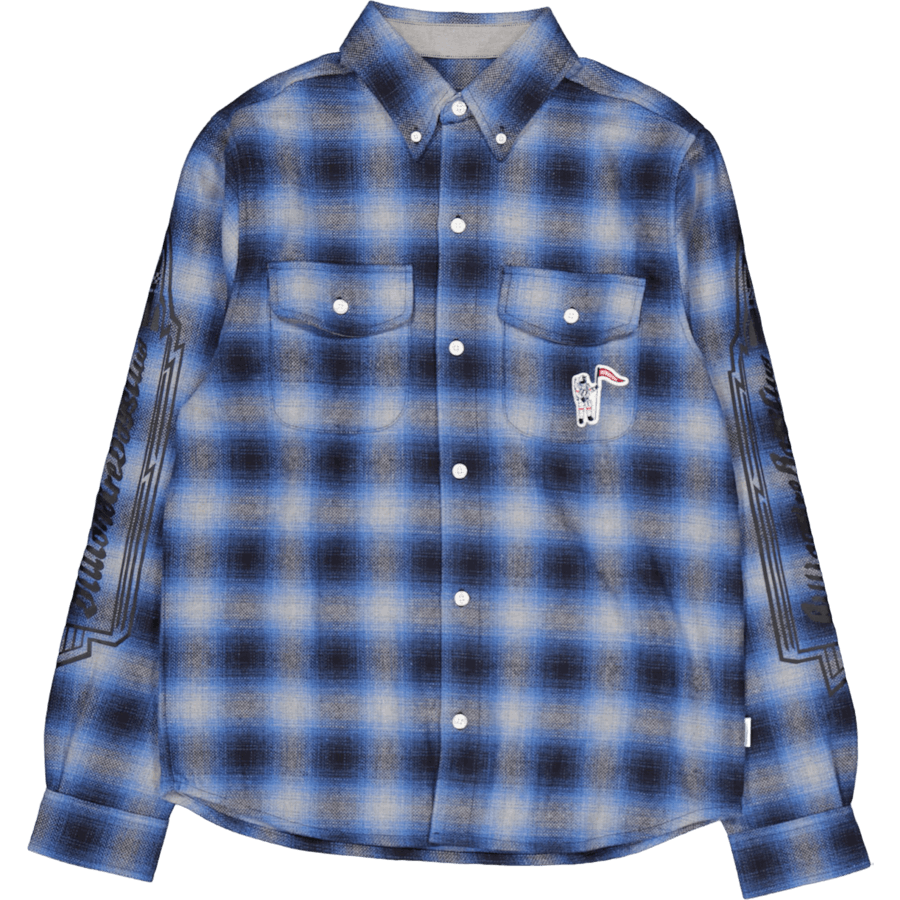 Chemise à carreaux L/s bleue