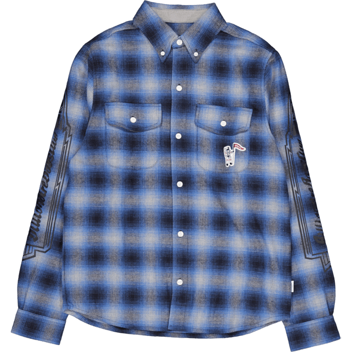 Chemise à carreaux L/s bleue