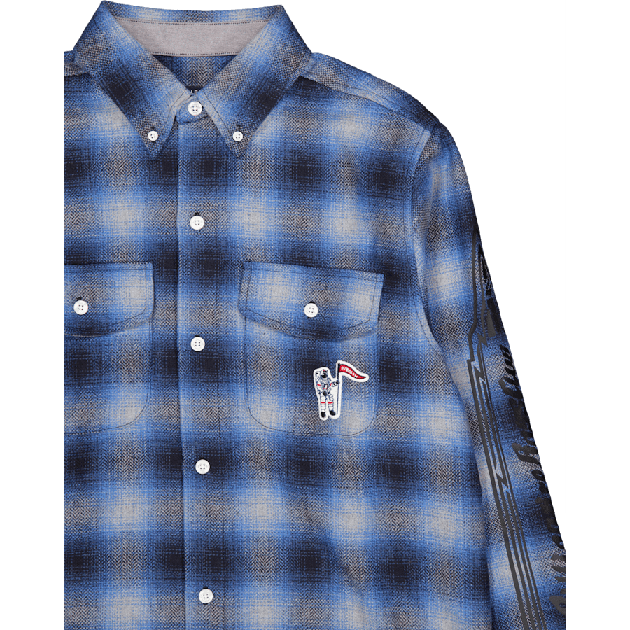 Chemise à carreaux L/s bleue