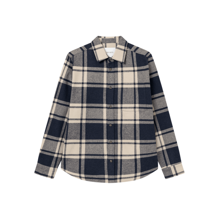 Chemise en flanelle Jeremy bleu marine foncé/sable clair du désert