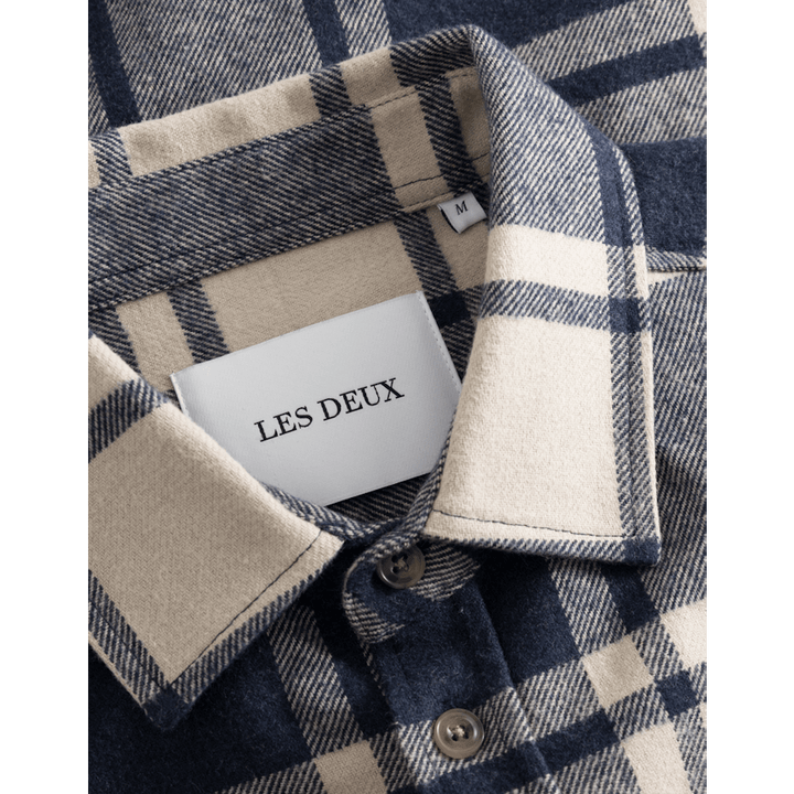 Chemise en flanelle Jeremy bleu marine foncé/sable clair du désert