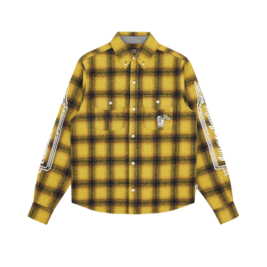 Chemise à carreaux jaune à manches longues