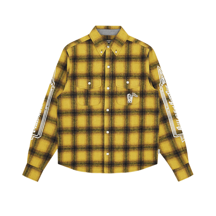 Chemise à carreaux jaune à manches longues