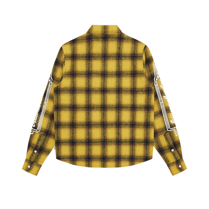 Chemise à carreaux jaune à manches longues