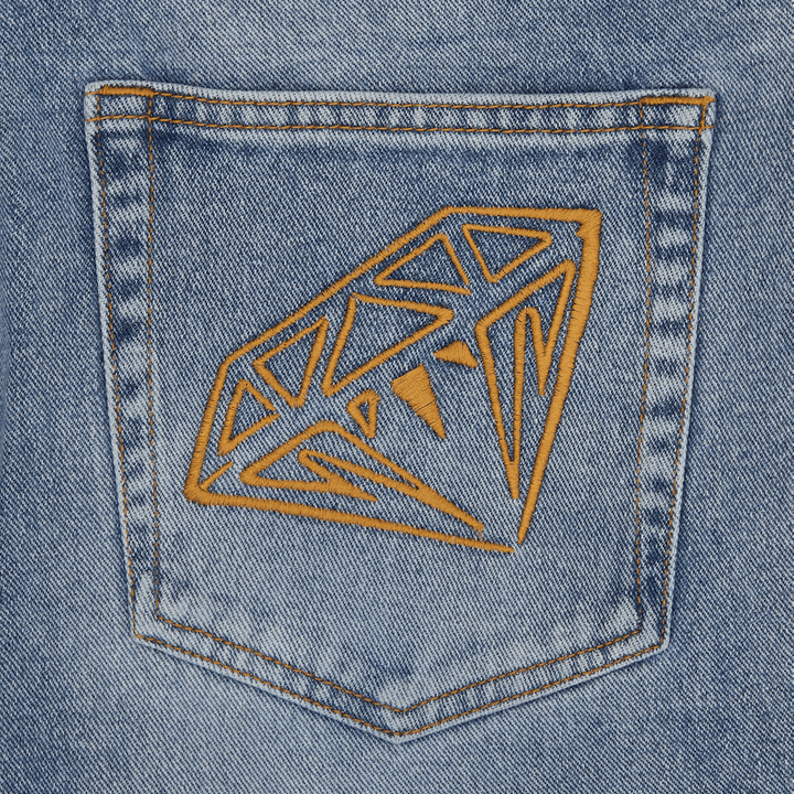 Diamante e dollaro ricamato D Stonewash blu