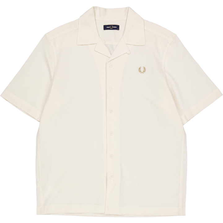 Camicia con colletto Revere in maglia intrecciata 560 ecrù