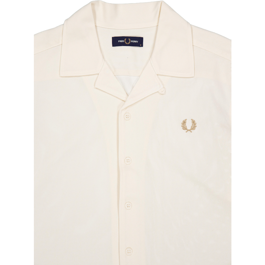 Camicia con colletto Revere in maglia intrecciata 560 ecrù