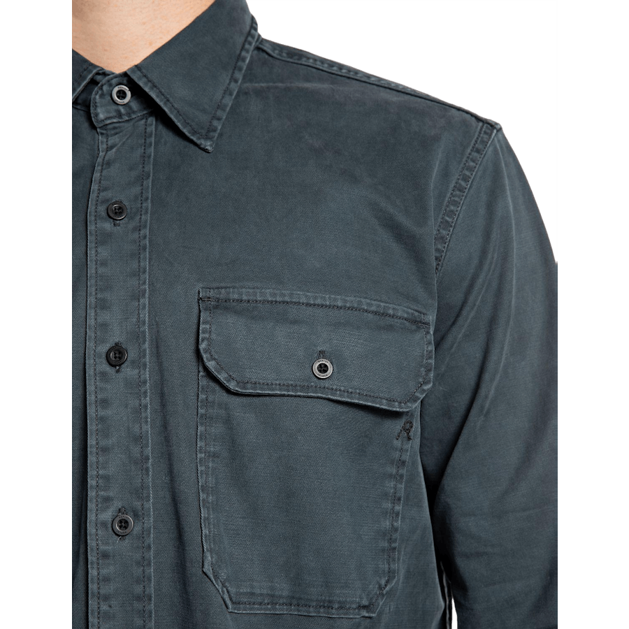 Camicia lavata 094 Blu oceano