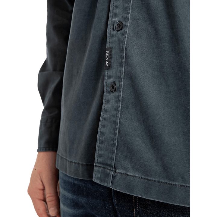 Camicia lavata 094 Blu oceano
