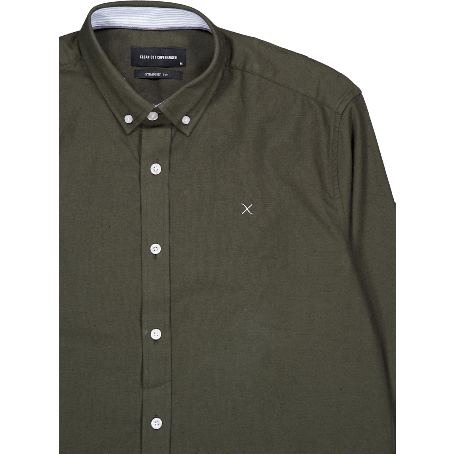 Oxford Stretch Plain L/s Army