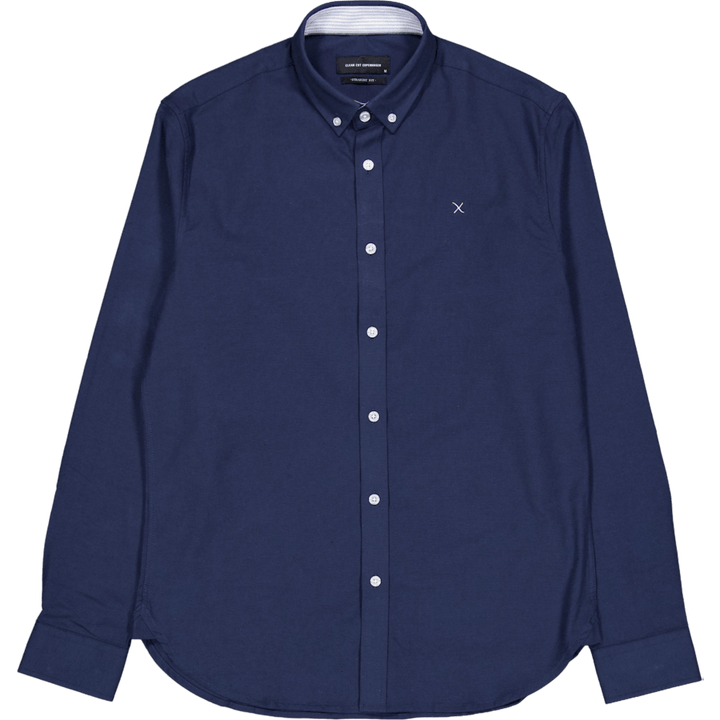 Oxford Stretch Plain L/s Navy 01