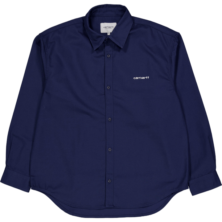 L/s Module Script Shirt Air Force Blue / White