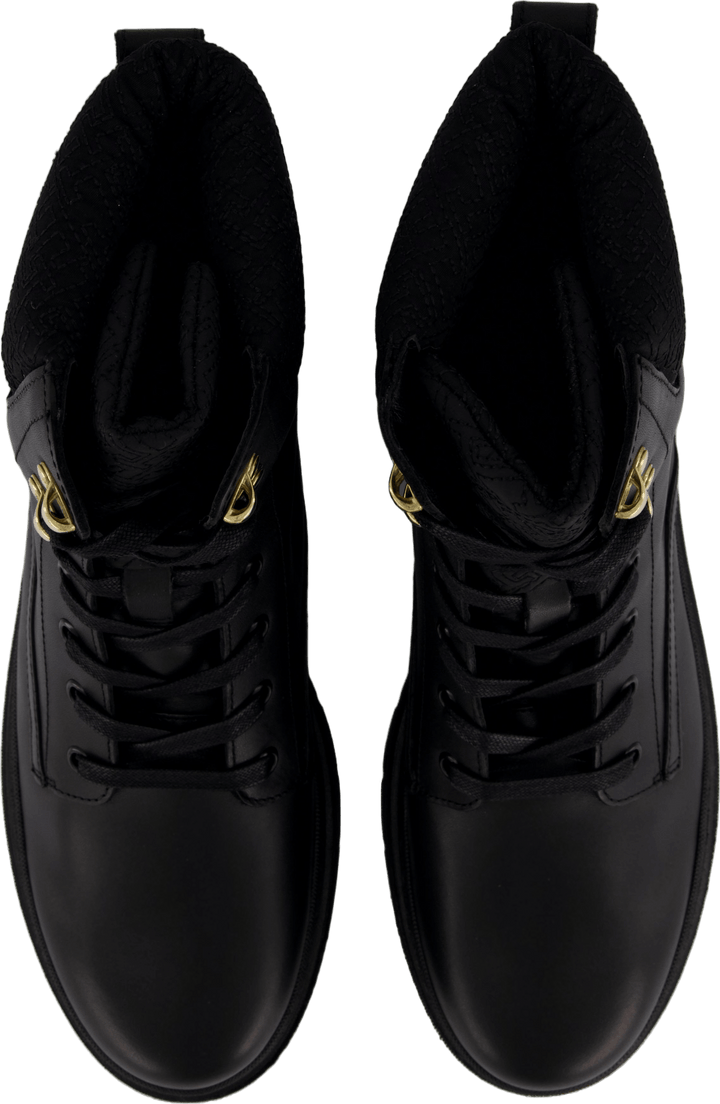 Chaussures à lacets à crampons en cuir mélangé noir monochrome