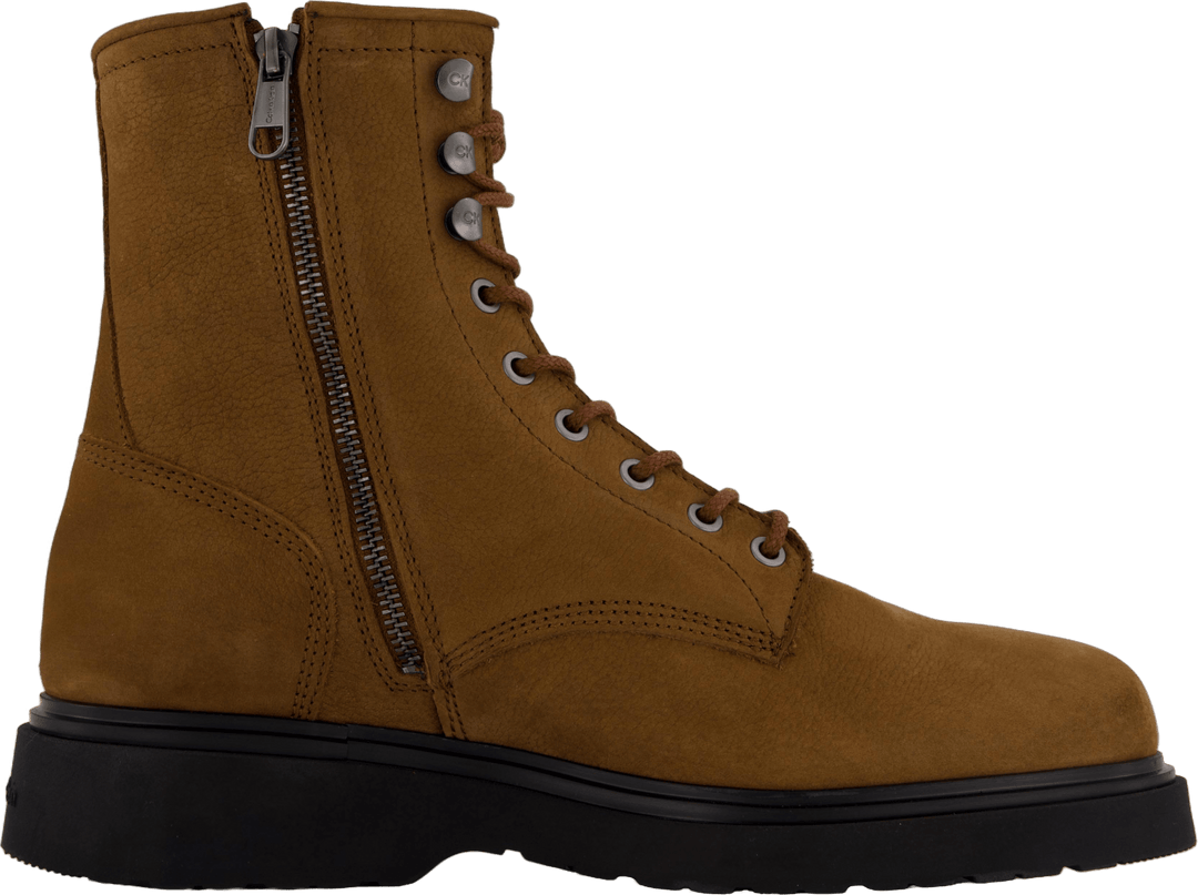 Botte à lacets avec fermeture éclair en daim marron tabac
