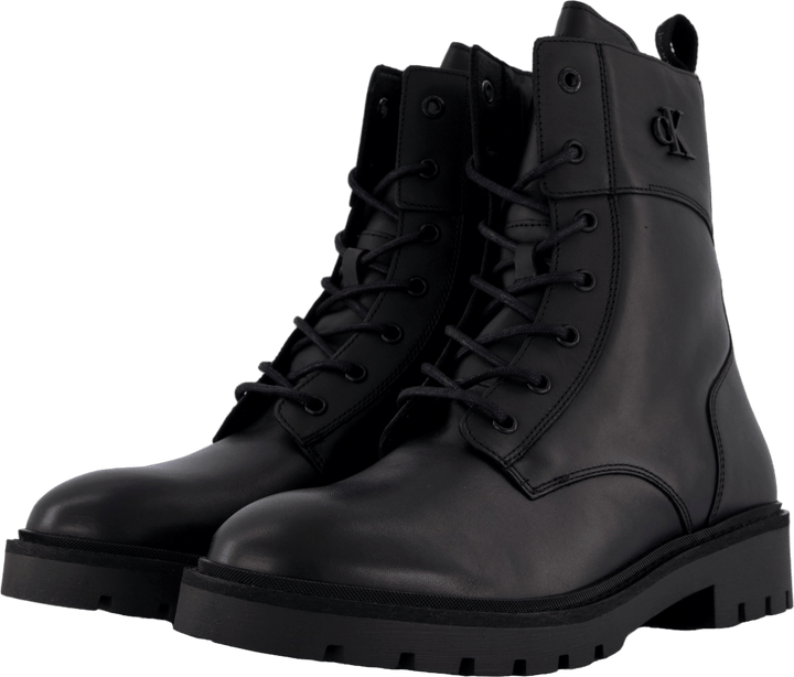 Combat Boot Mid Zip Lth In Cal Triple Black
