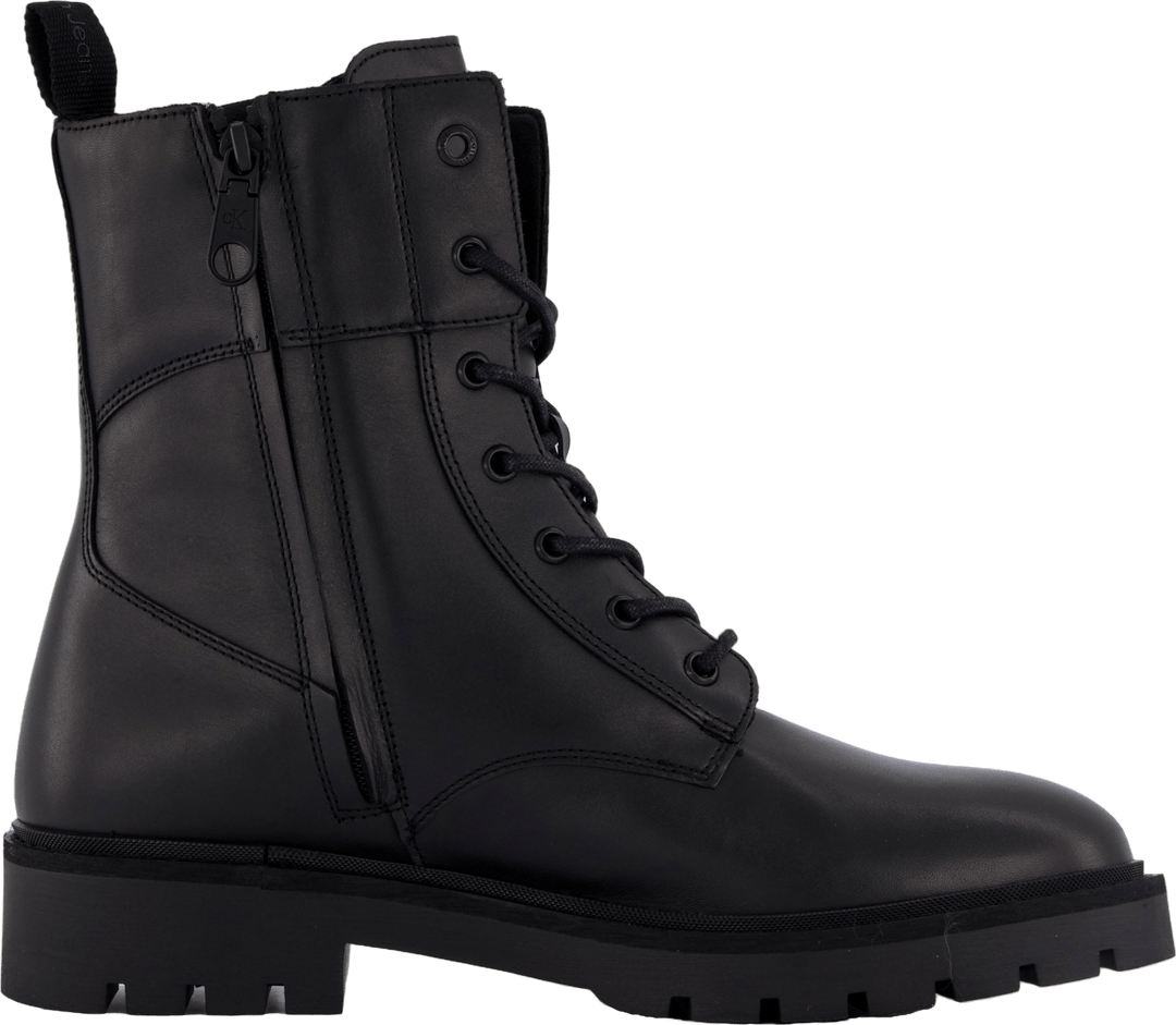 Combat Boot Mid Zip Lth In Cal Triple Black