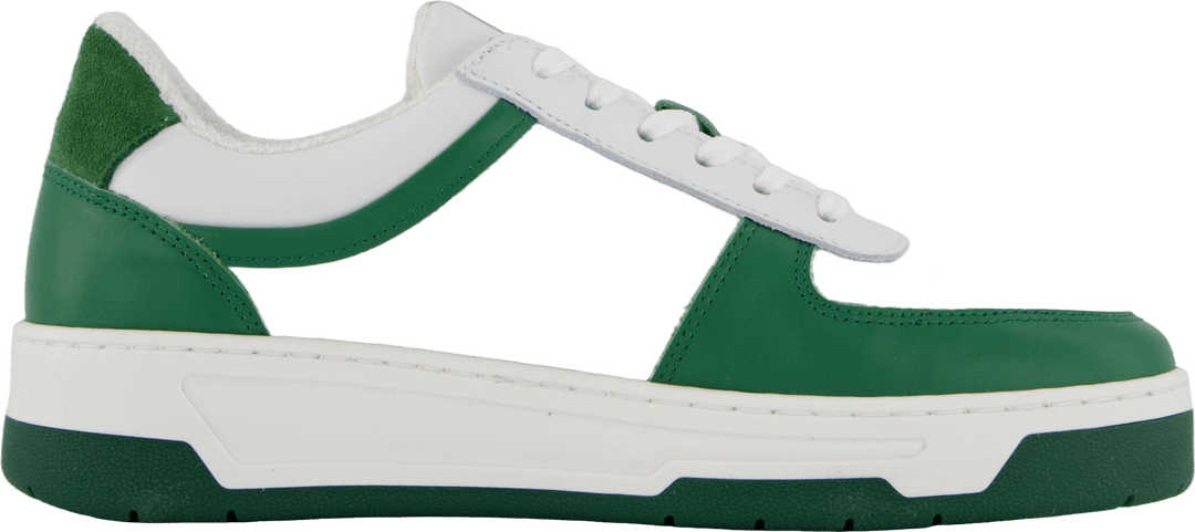 The Ella White Leather/green