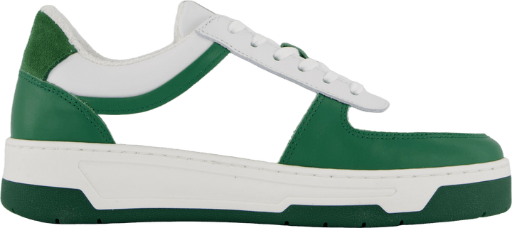 The Ella White Leather/green