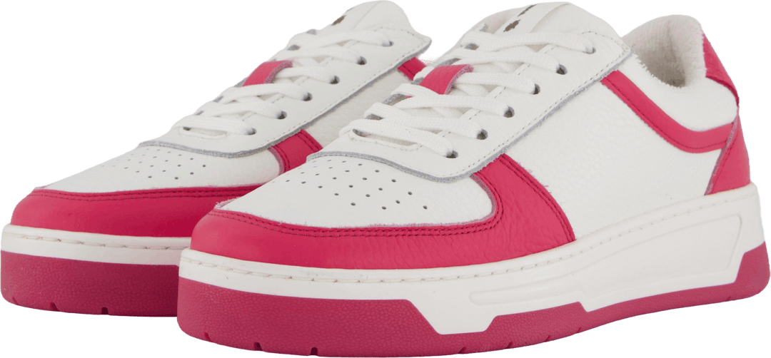 The Ella 2.0 White/fuxia Tumbled Leather