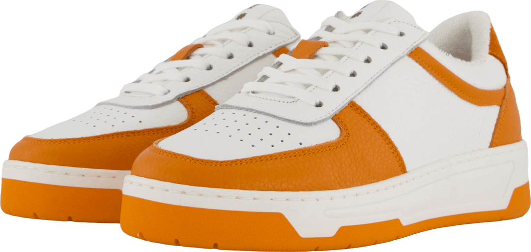 Die Ella 2.0 Weiß/orange getrommeltes Leder