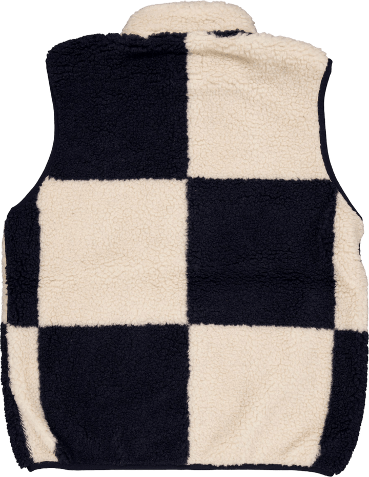 Gilet Sherpa à carreaux Naturel / Marine à carreaux
