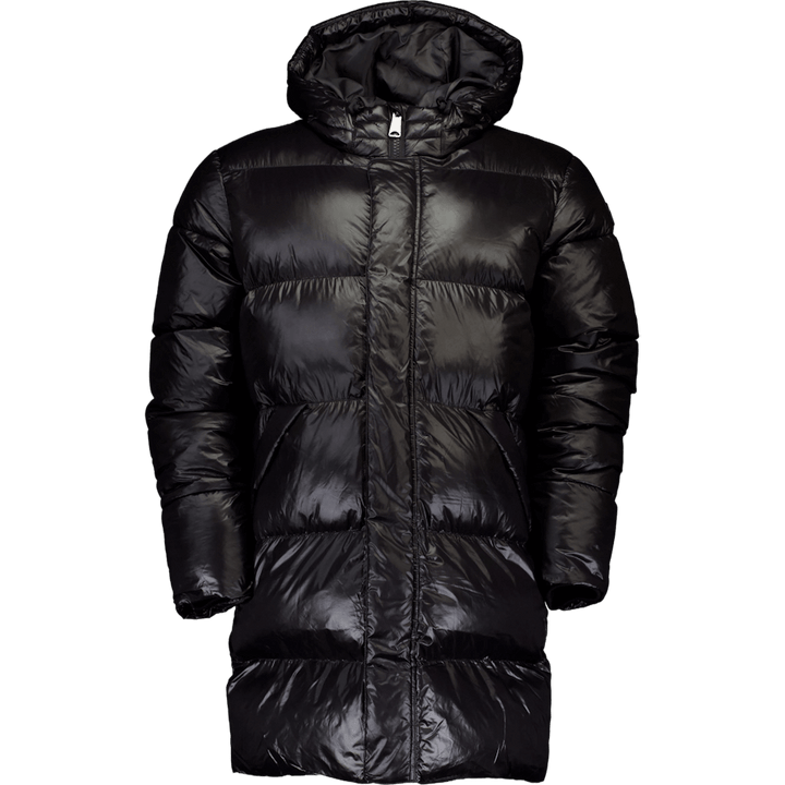 Doudoune Longue Nylon Noir Brillant