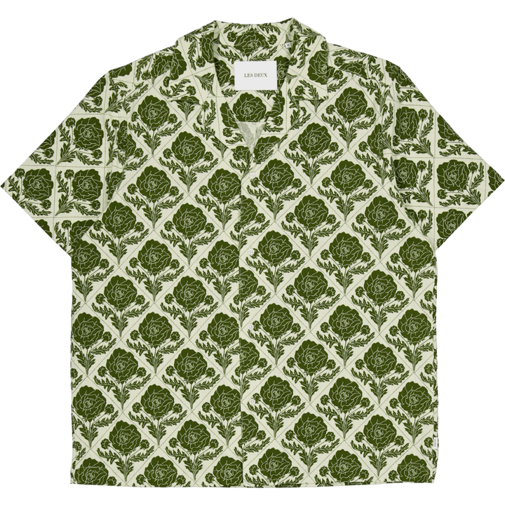 Lesley Flower Tile Aop Ss Shir Vintage Grün/Elfenbein