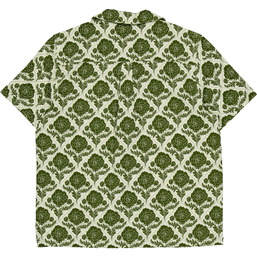 Lesley Flower Tile Aop Ss Shir Vintage Grün/Elfenbein