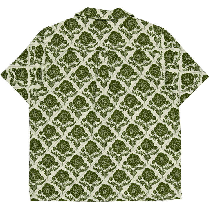 Lesley Flower Tile Aop Ss Shir Vintage Grün/Elfenbein