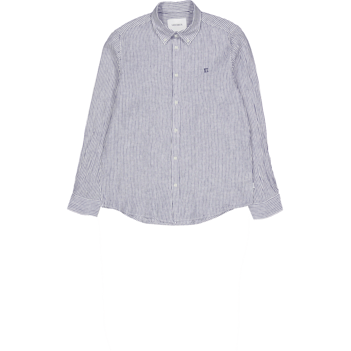 Kristian Leinen B.d. Hemd Helles Elfenbein/Blaudruck