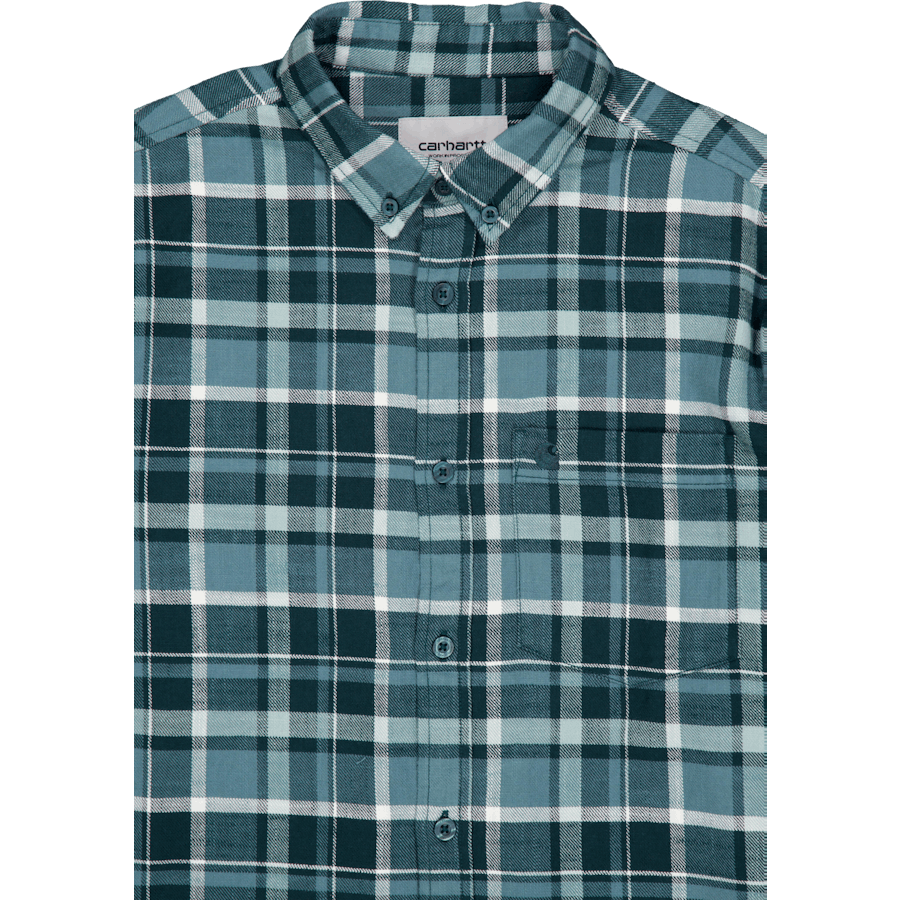 L/s Fendrick-paita Fendrick Check, Deep Lagoon Syvä laguuni