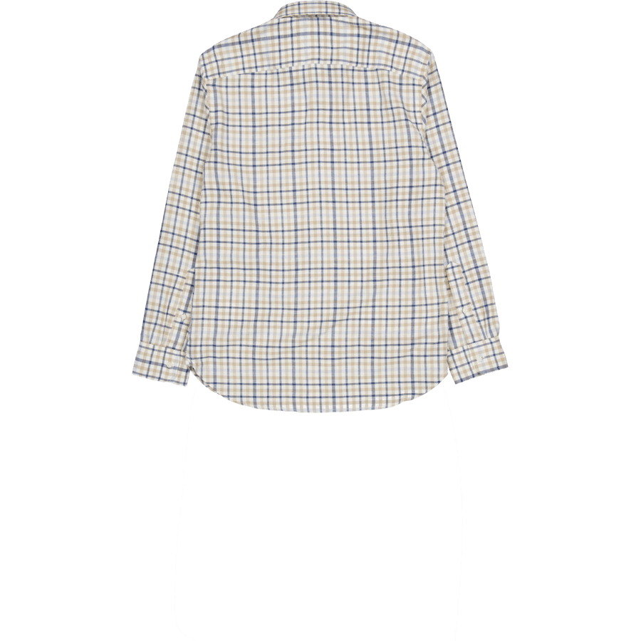 Harjatud linasest gingham Rf särk valge