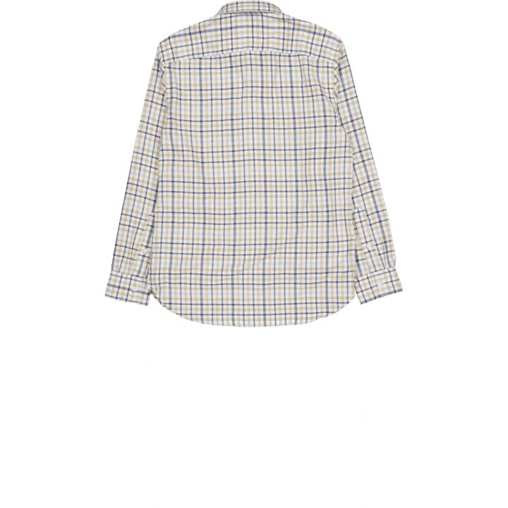 Harjatud linasest gingham Rf särk valge