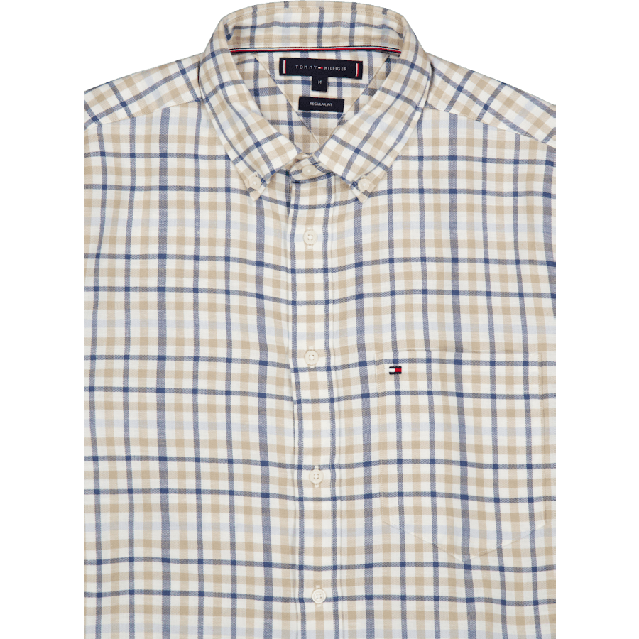 Harjatud linasest gingham Rf särk valge