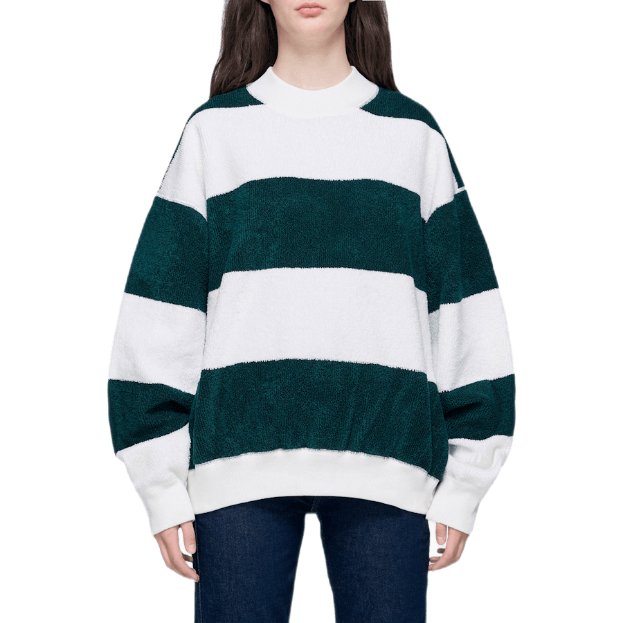 Pull rayé à manches longues vert
