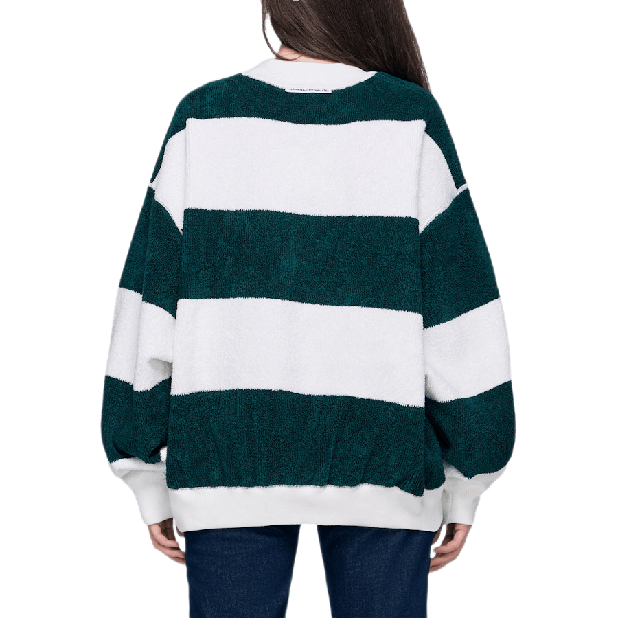 Pull rayé à manches longues vert