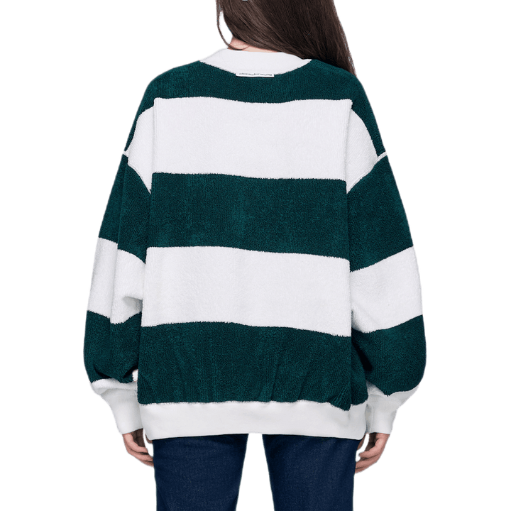 Pull rayé à manches longues vert