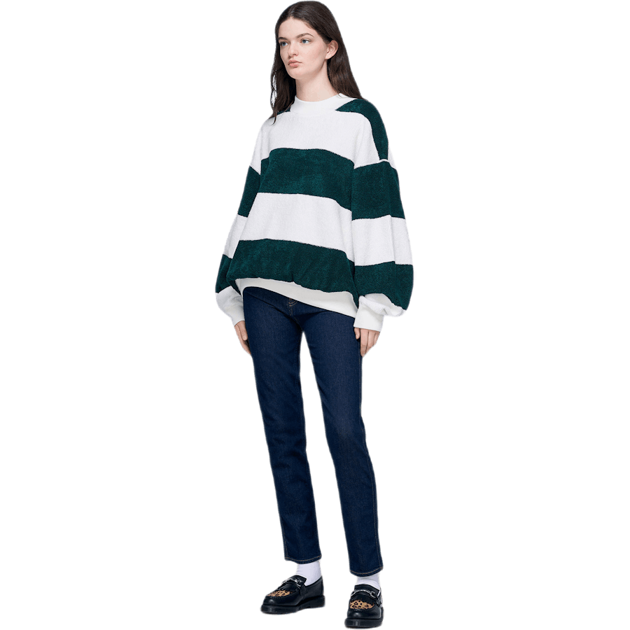 Pull rayé à manches longues vert