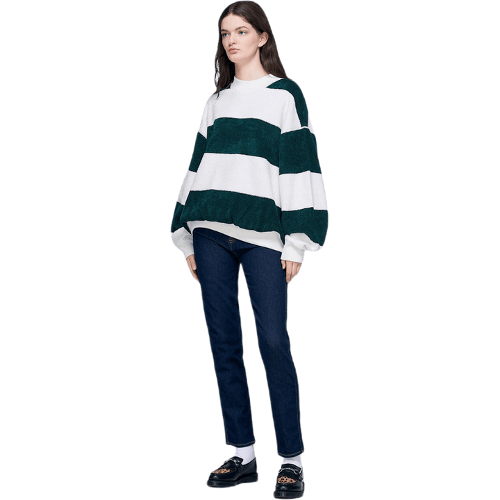 Pull rayé à manches longues vert