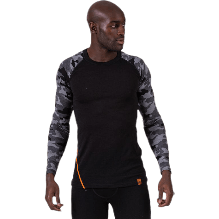 Camo Merino Wool Crew Black