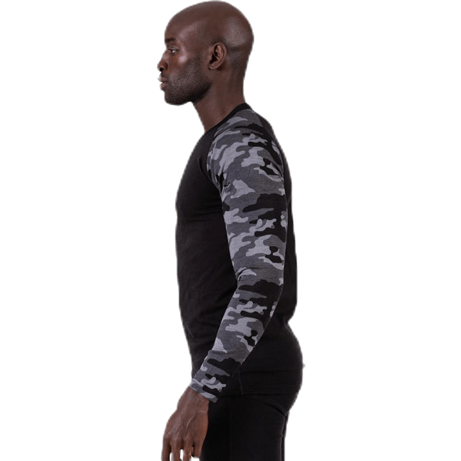 Camo Merino Wool Crew Black