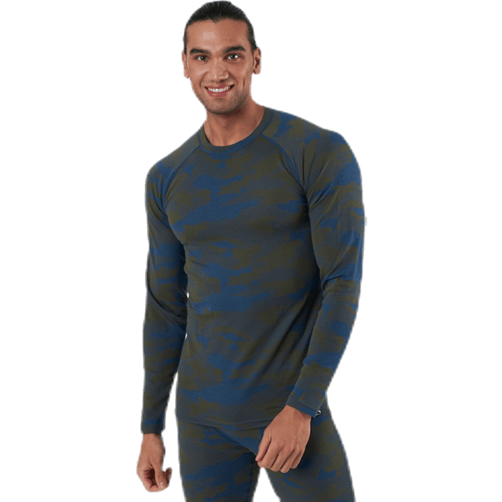 Camo Merino Wool Crew Blue/Green