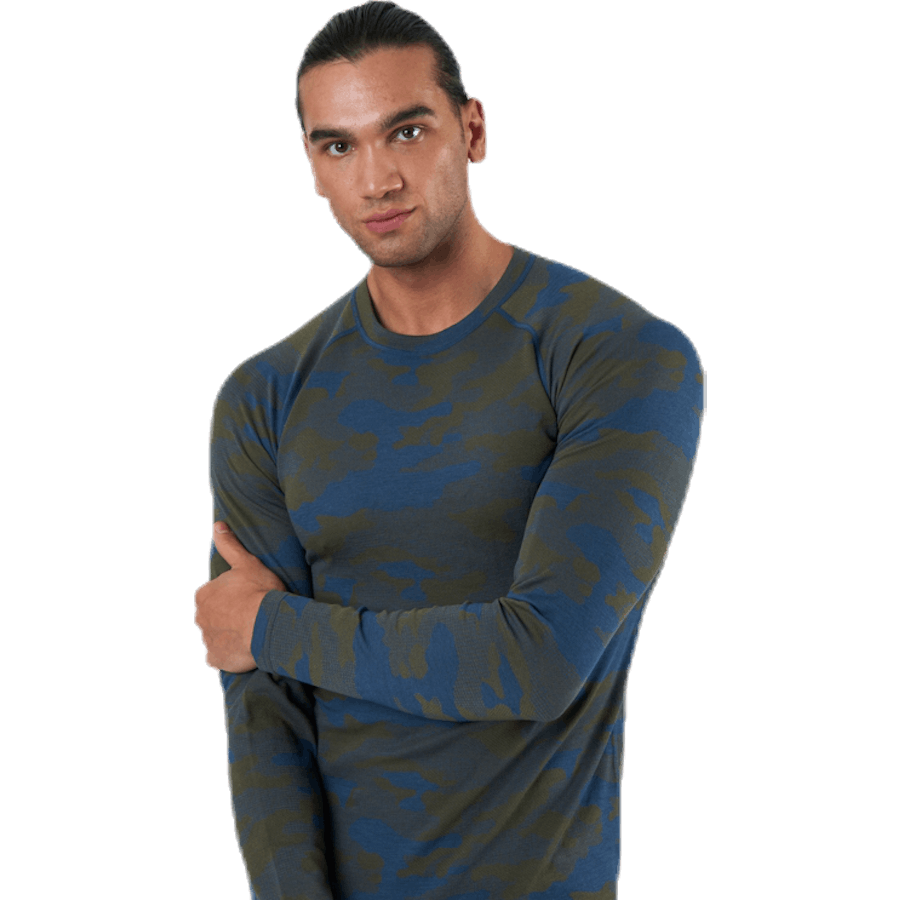 Camo Merino Wool Crew Blue/Green