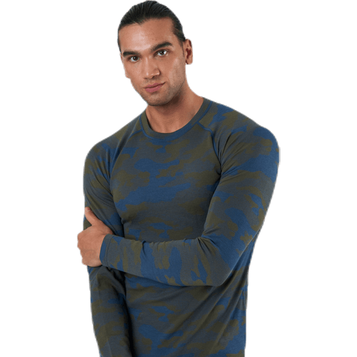 Camo Merino Wool Crew Blue/Green