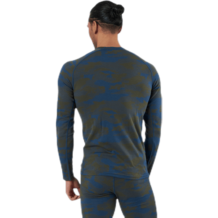 Camo Merino Wool Crew Blue/Green