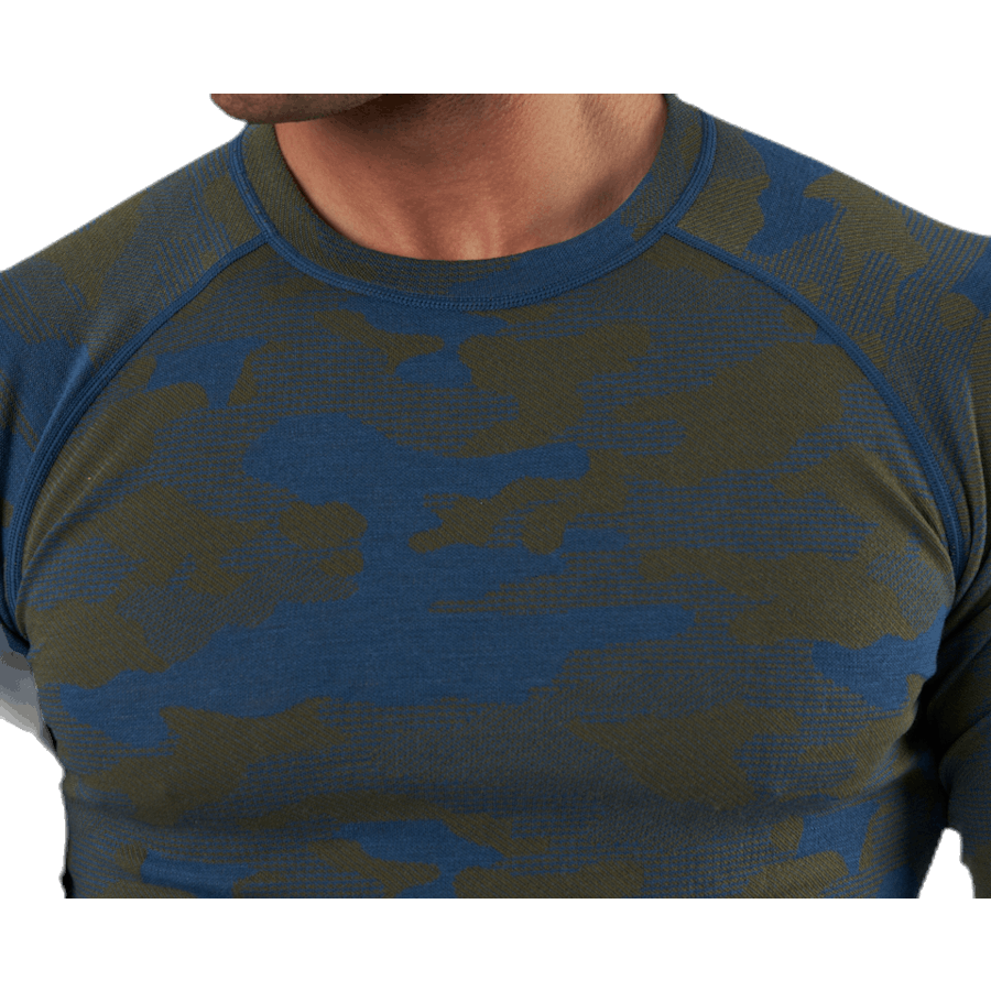 Camo Merino Wool Crew Blue/Green