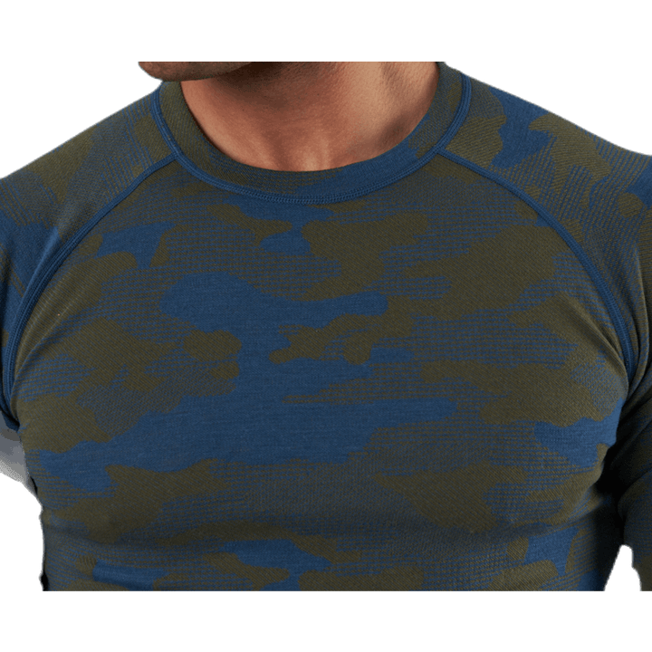 Camo Merino Wool Crew Blue/Green