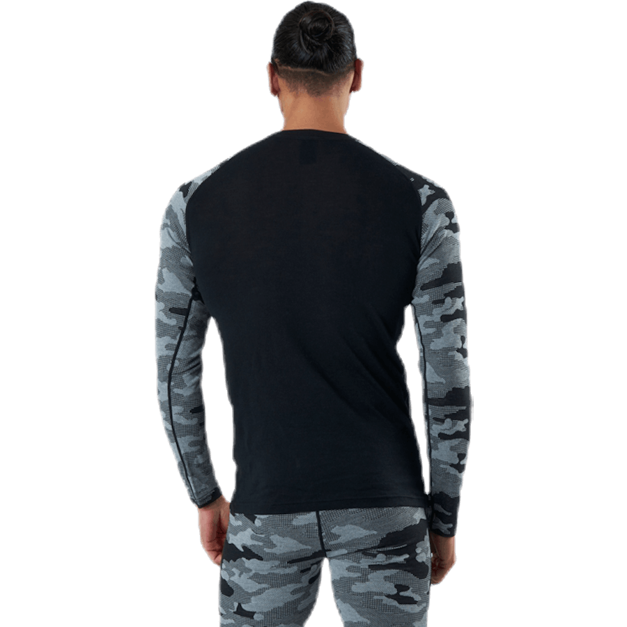 Camo Merino Wool Crew Black/Grey