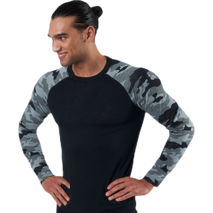 Camo Merino Wool Crew Black/Grey